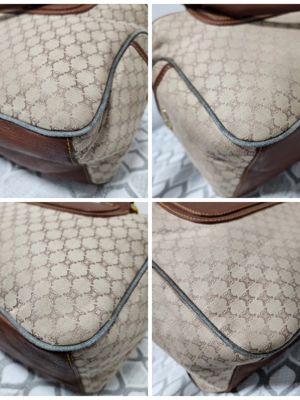 Celine Vintage Boogie Monogram Canvas and Leather Tote Bag Brown/Beige